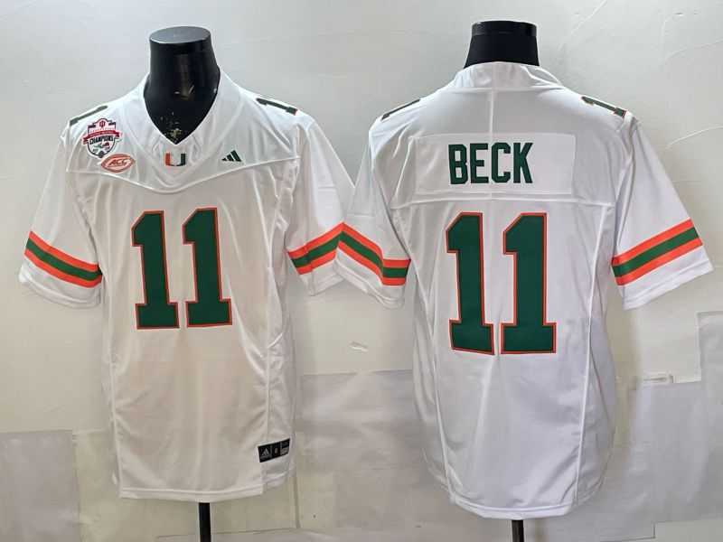 Men 2026 Miami Hurricanes #11 Beck White 3th generations Limited NCAA Jersey 0018->ncaa teams->NCAA Jersey
